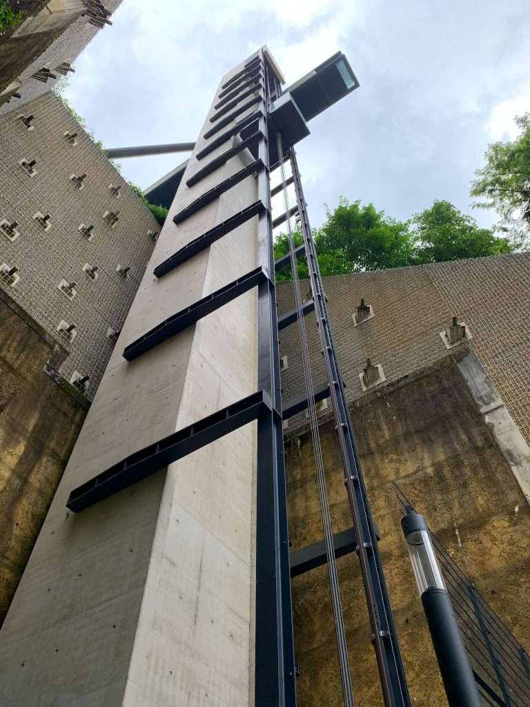 View from the bottom of the Panoramic elevator at Pfaffenthal. 