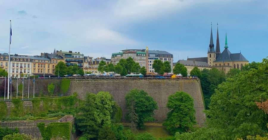 View looking over the valley to Old Town Luxembourg