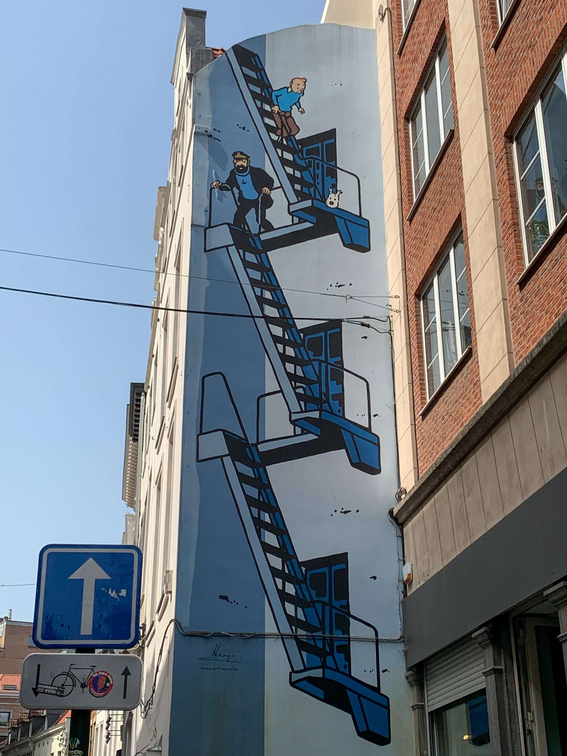 Image shows some Tin Tin street art in Brussels 
