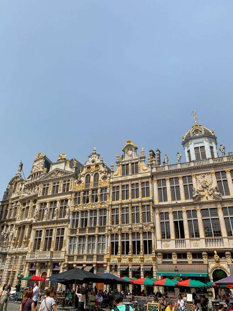 Image shows some of the Guildhalls and Houses to be seen on the Grand Place during a day trip to Brussels 
