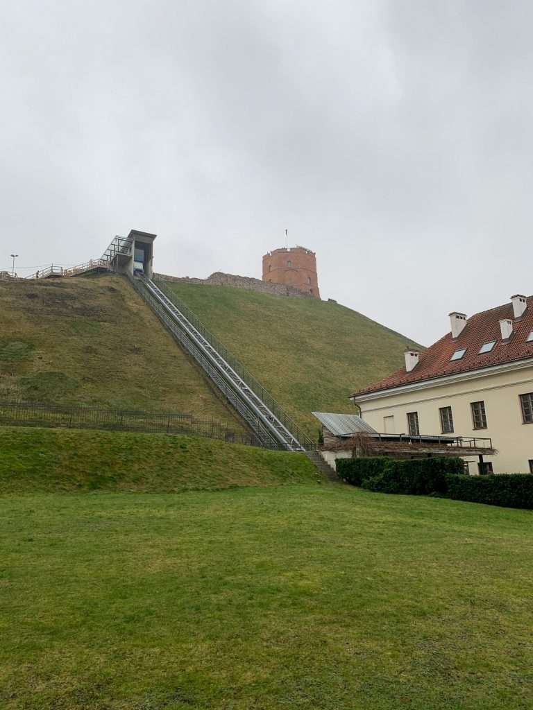 Image shows the funicular visitors to Vilnius can travel in to get up to Gediminas Castle Tower