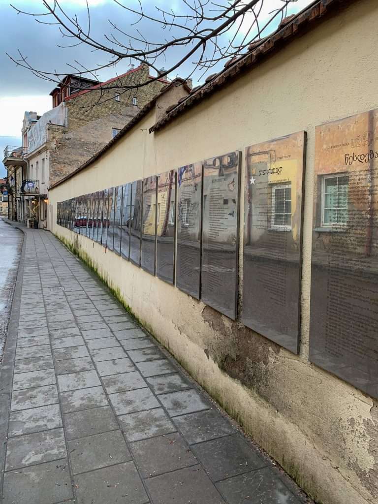 Image shows the neighbourhood known as the Republic of Užupis within Vilnius
