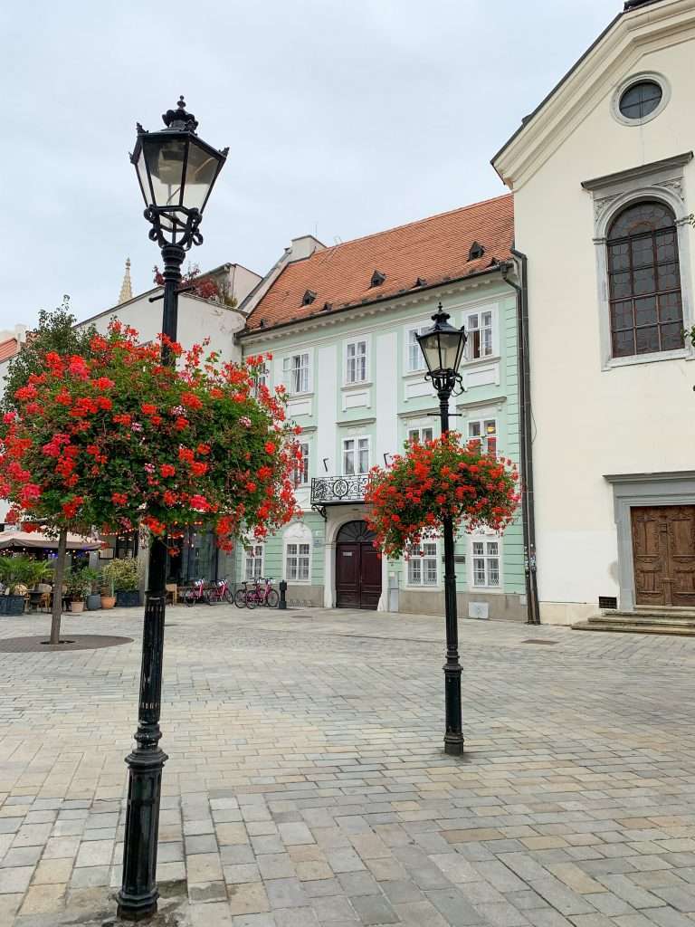 Image shows a building located on the Main Square in central Bratislava