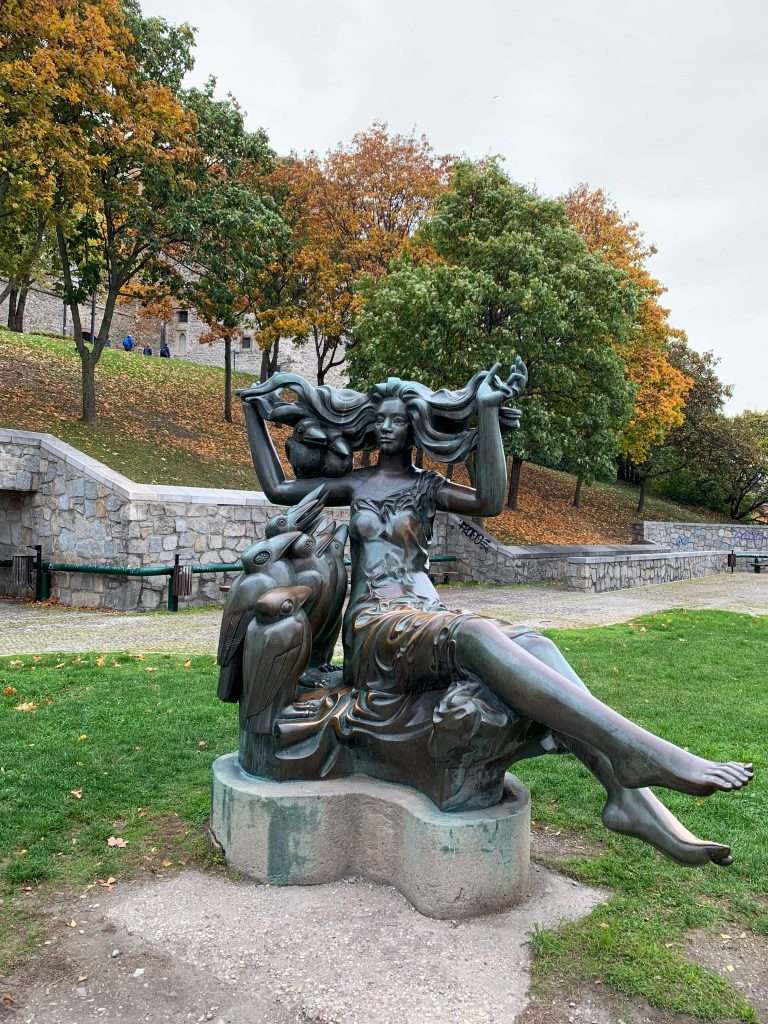 Image shows one of the statues erected in Bratislava and for which the city is famous.
