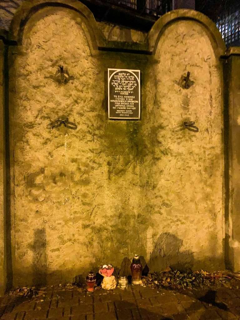 Some of the best things to see in Krakow include memorials to the Jewish population including the remnants of the ghetto walls shown in this image