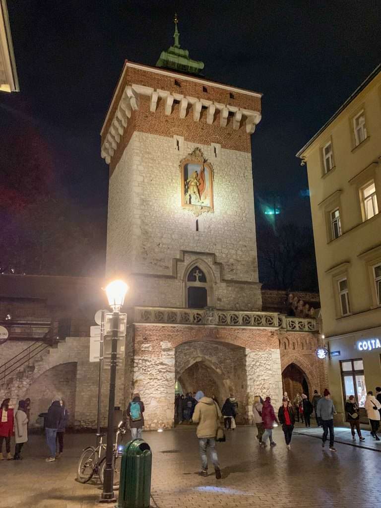 Image shows Florian's Gate in Krakow