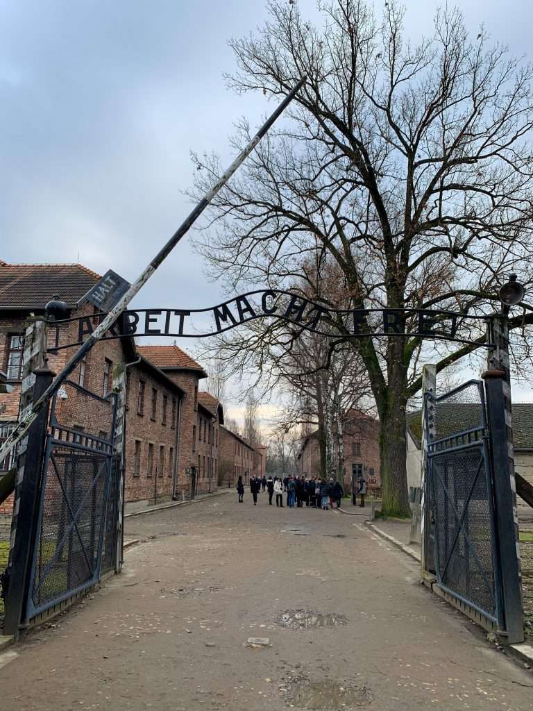 Image shows the entrance gates to Auschwitz. Your unforgettable visit begins when you enter through these infamous gates