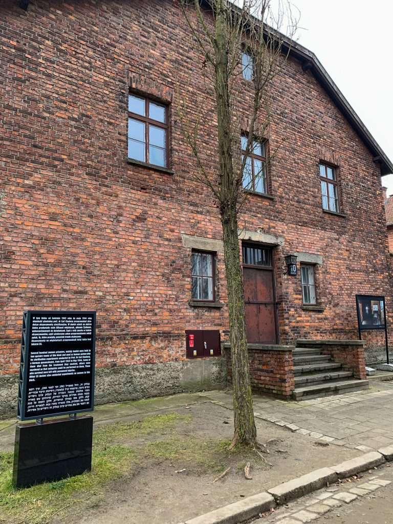 Image shows the Block 10 building seen when visiting Auschwitz