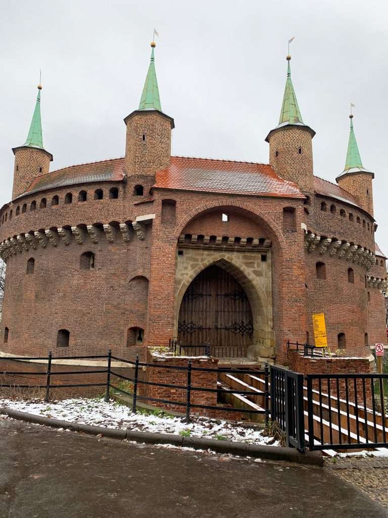 Image shows the Barbican in Krakow