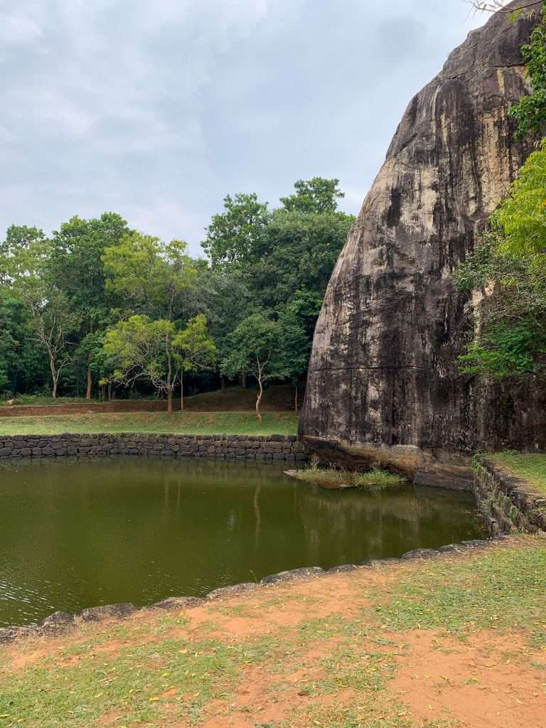 Image shows a bathing pool at the Rock Fortress at Sigirya. A visit here is one of the best things to do in Sri Lanka  