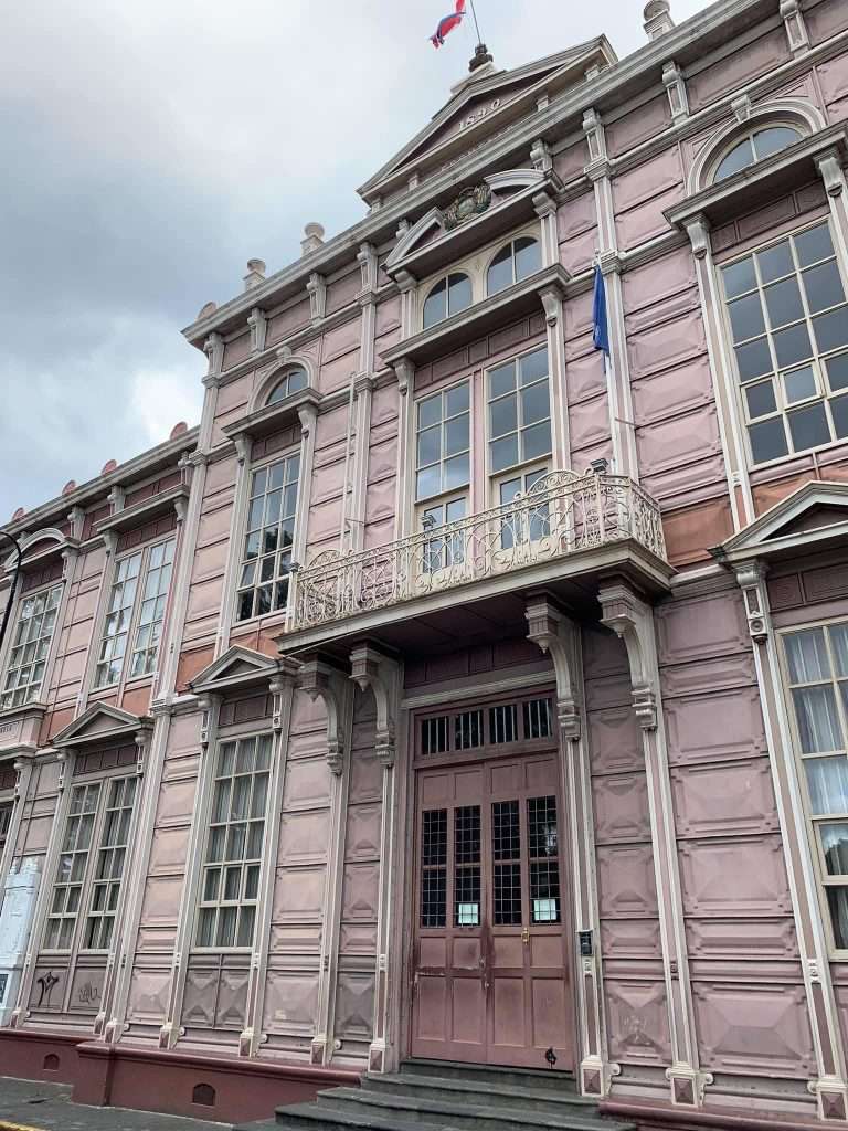 Image shows a building made of metal in San Jose, Costa Rica