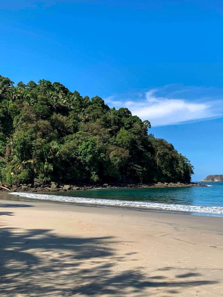Image shows a beach in the Manuel Antonio National Park, a must see during any trip to Costa Rica 