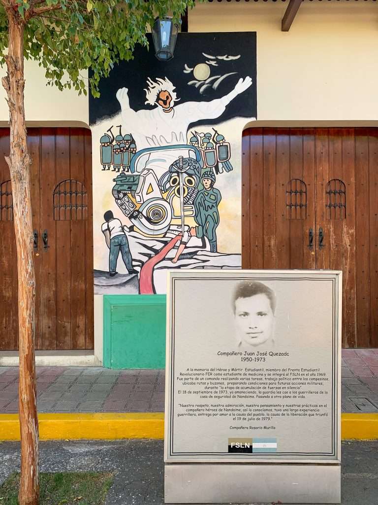 Image shows some of the Street art in León. A walking tour to see the street art is one of the best things to do in Leon Nicaragua.