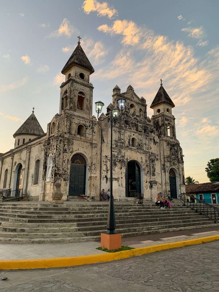 Image shows one of the many interesting churches in Granada Nicaragua. Exploring the lovely churches in Granada is a great thing to do.