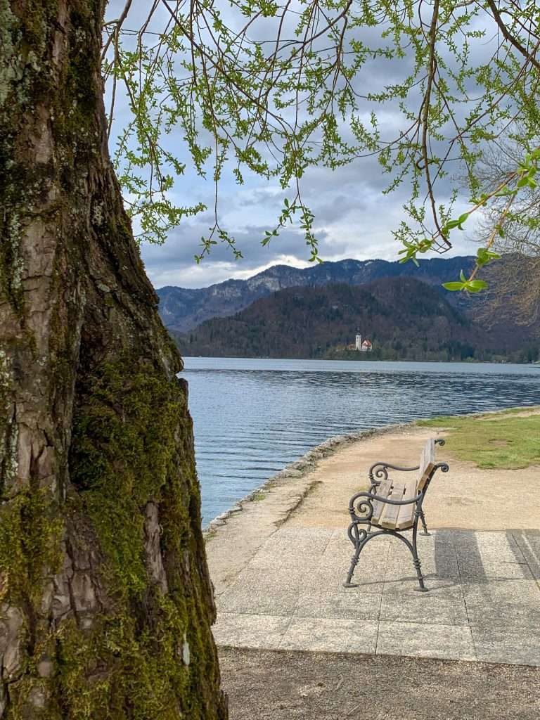 View of Lake Bled as first seen on arriving to spend at day at the lake