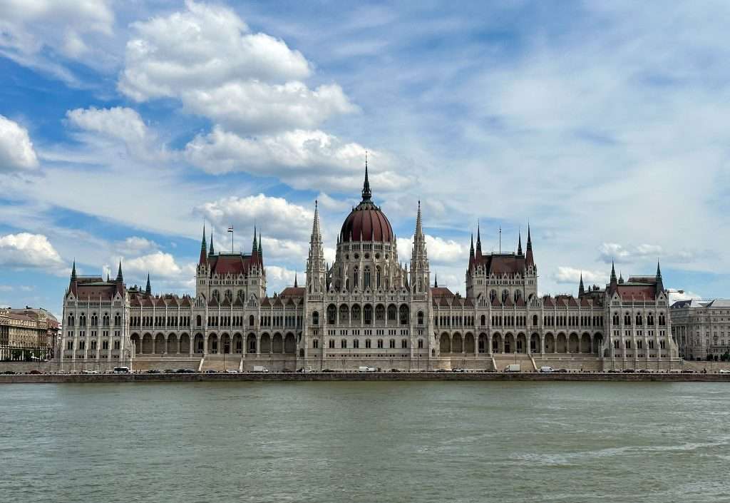 A view of the Hungarian Parliament Building in Budapest taken on the Buda side of the city.