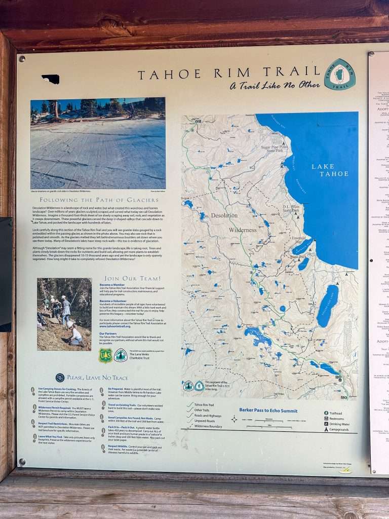 A map at the Echo Lakes Trailhead showing the location of the trailhead and the lakes together with the wider area
