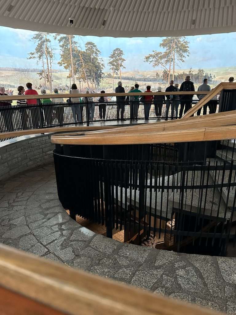 Image shows an interior view of the building housing the Panorama Racławicka in Wroclaw